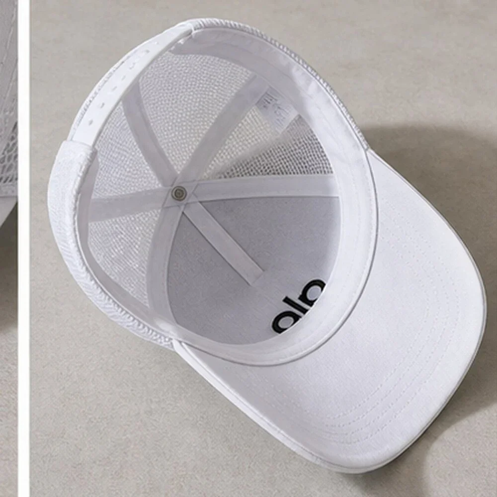 ALO Yoga White Black Travel Mesh Trucker Cap Hat NWT
